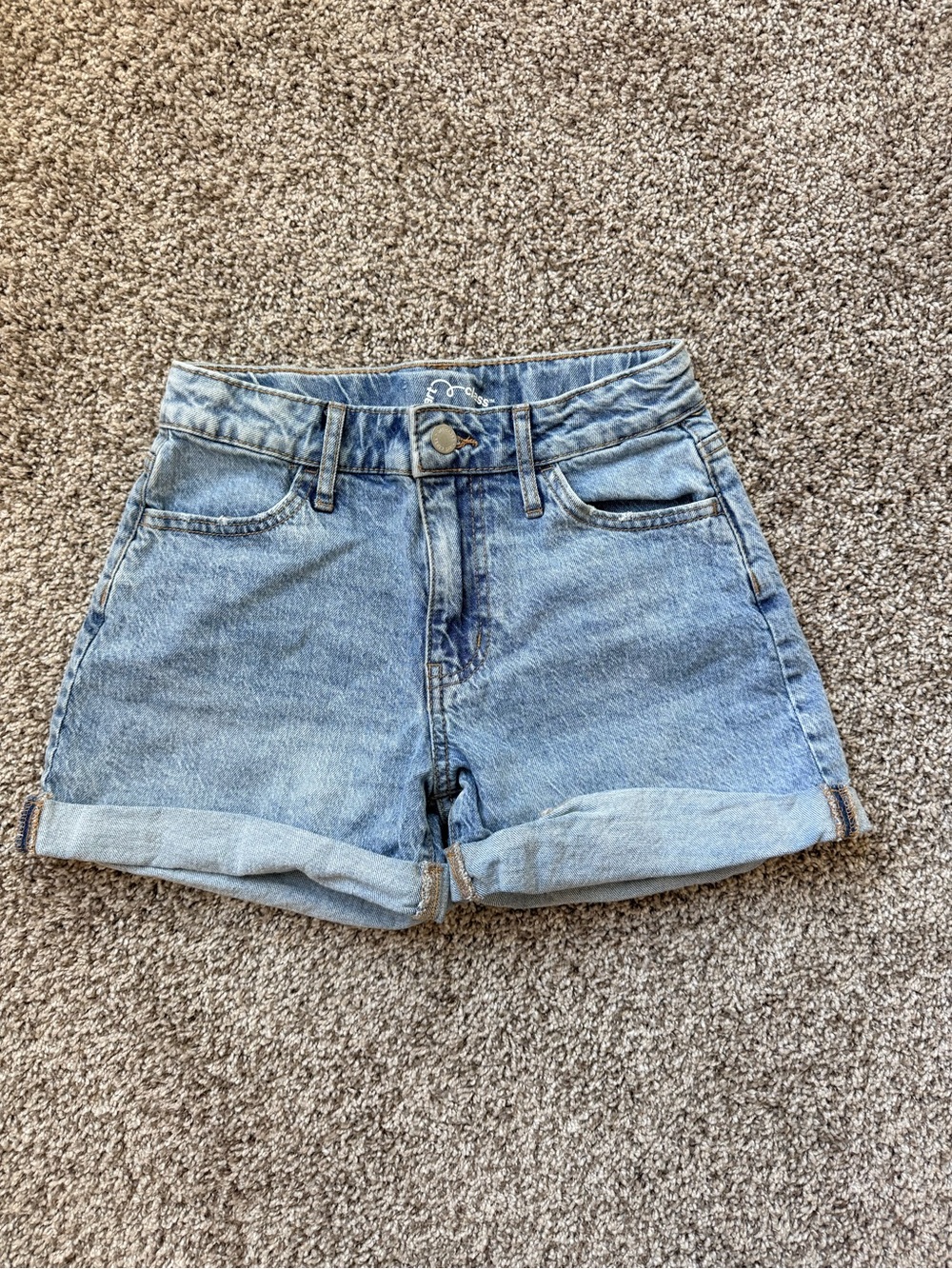 Classic Light Blue Denim Cuffed Girl’s Shorts
